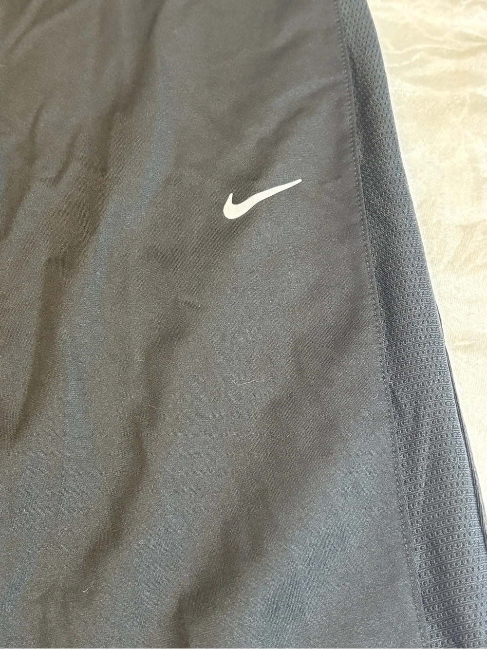 Nike Running Pants Mens M Long Black Ankle Zip Mesh Reflective Track Activewear